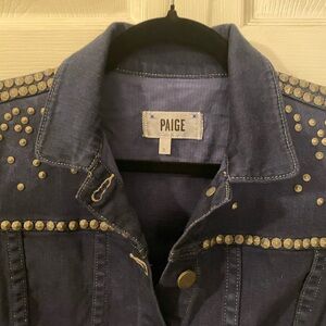 PAIGE Blue Jean Jacket with Gold Studs